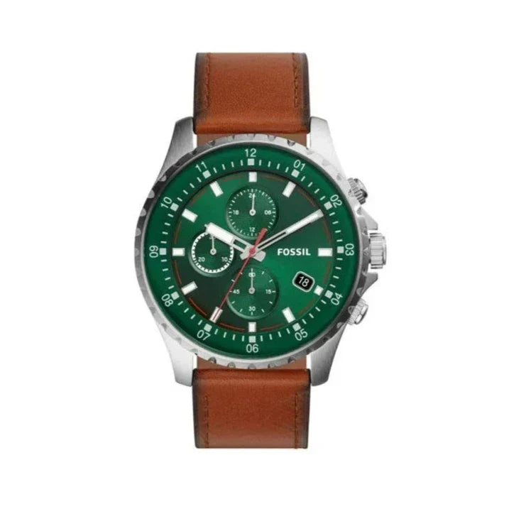  Shop Authentic Fossil Dillinger Luggage Chronograph Green Dial Brown Leather Strap Watch for Men - FS5734 - Luxxuri