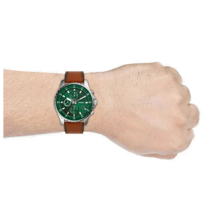  Shop Authentic Fossil Dillinger Luggage Chronograph Green Dial Brown Leather Strap Watch for Men - FS5734 - Luxxuri