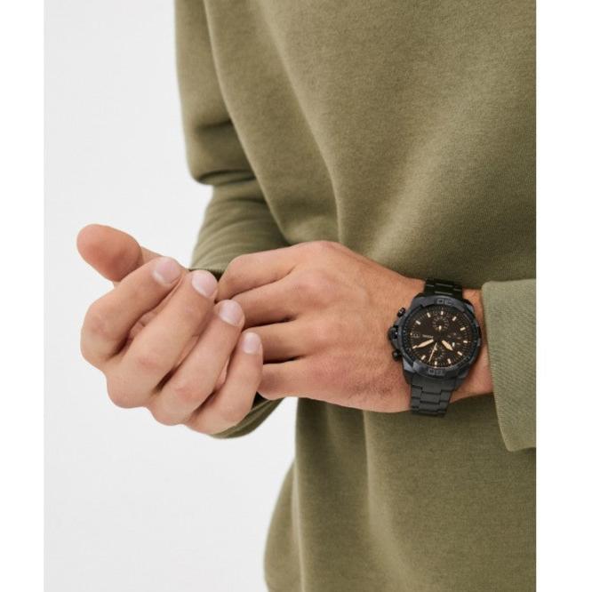  Shop Authentic Fossil Bronson Chronograph Black Dial Black Steel Strap Watch for Men - FS5851 - Luxxuri