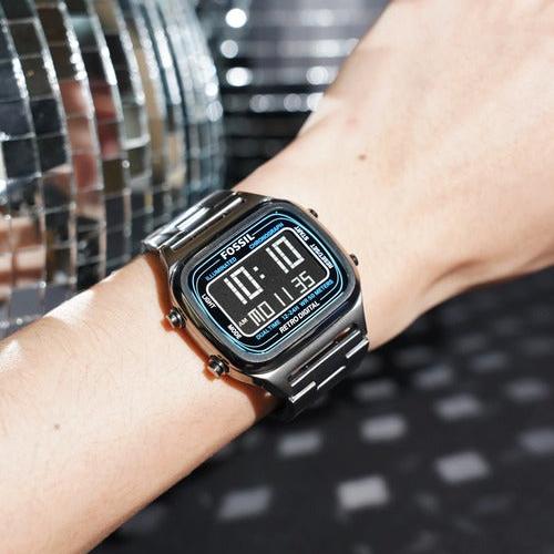 Shop Authentic Fossil Retro Digital Black Dial Black Steel Strap Watch for Men - FS5846 - Luxxuri