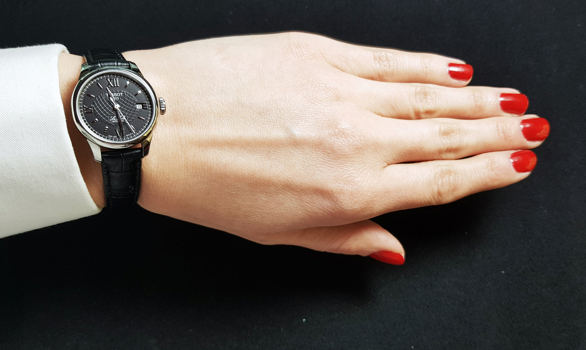  Shop Authentic Tissot Le Locle Automatic Lady Black Dial Black Leather Strap Watch for Women - T41.1.123.57 - Luxxuri