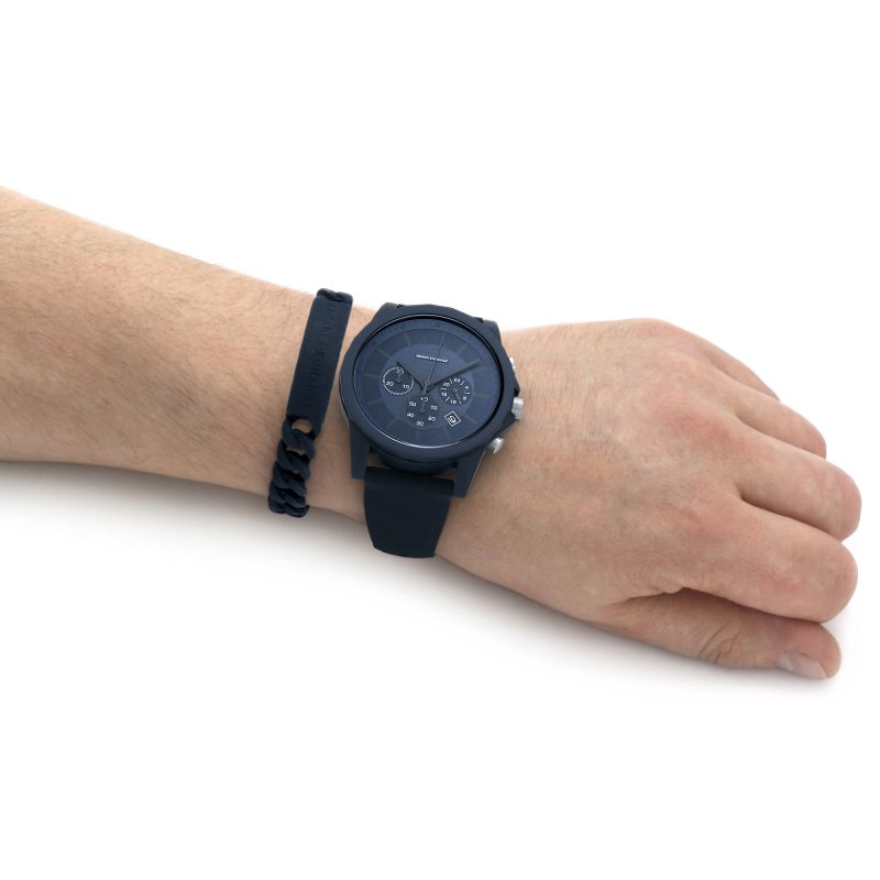  Shop Authentic Armani Exchange Outerbanks Chronograph Blue Dial Blue Silicone Strap Watch For Men - AX7128 - Luxxuri