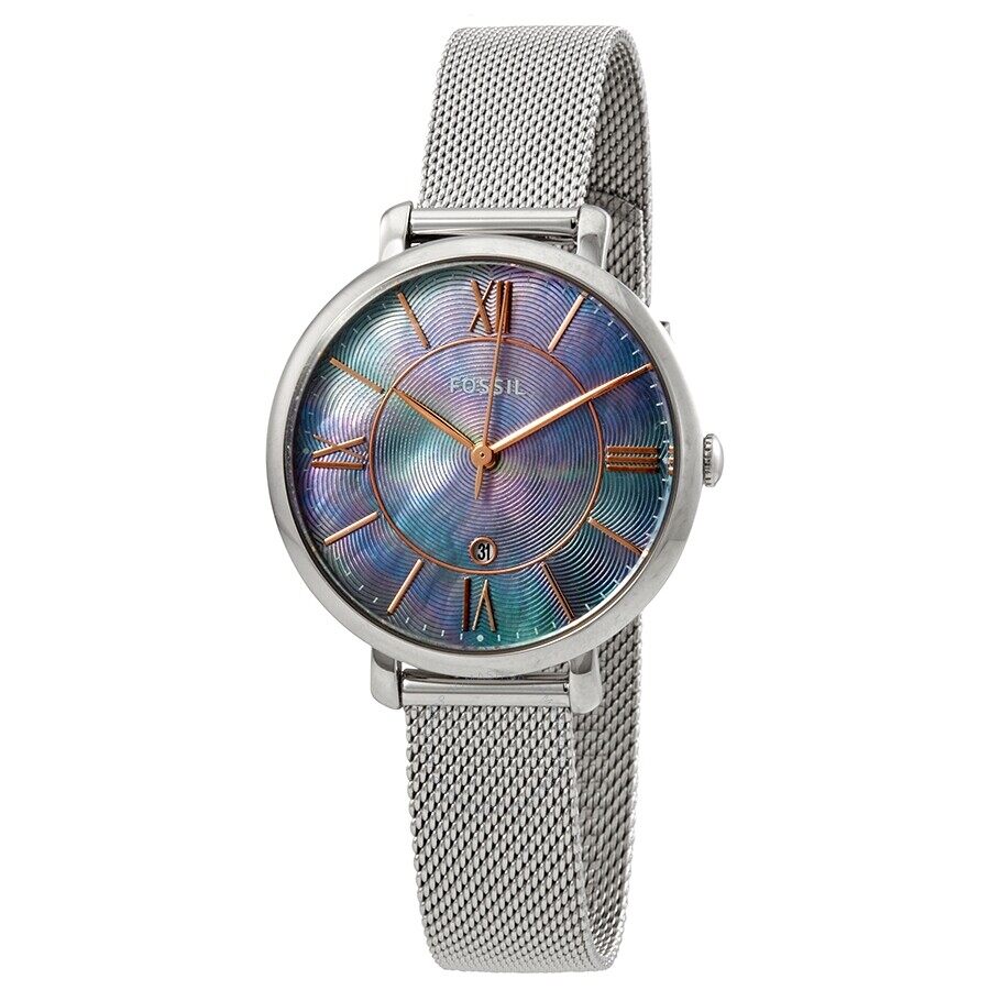  Shop Authentic Fossil Jacqueline Mother of Pearl Blue Dial Silver Mesh Strap Watch for Women - ES4322 - Luxxuri