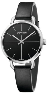  Shop Authentic Calvin Klein Even Black Dial Black Leather Strap Watch for Women  - K7B231CZ - Luxxuri