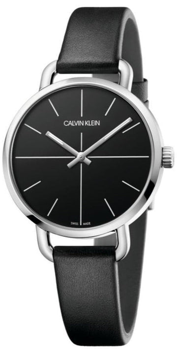  Shop Authentic Calvin Klein Even Black Dial Black Leather Strap Watch for Women  - K7B231CZ - Luxxuri