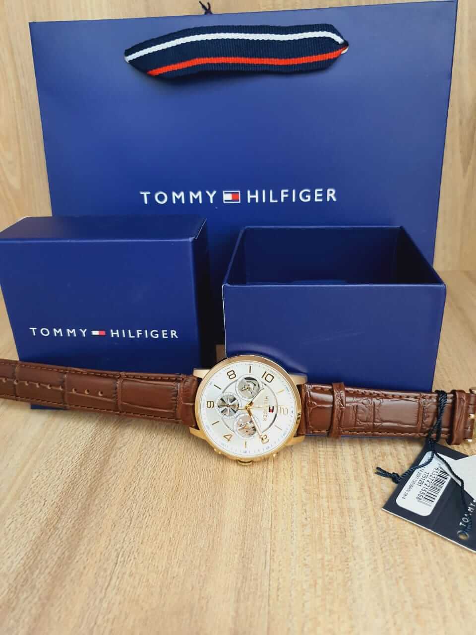  Shop Authentic Tommy Hilfiger Keagan Quartz Silver Dial Brown Leather Strap Watch for Men - 1791291 - Luxxuri