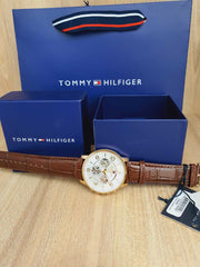  Shop Authentic Tommy Hilfiger Keagan Quartz Silver Dial Brown Leather Strap Watch for Men - 1791291 - Luxxuri