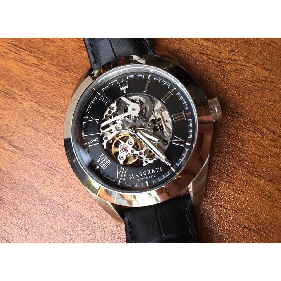  Shop Authentic Maserati Traguardo Automatic Black Dial Black Leather Strap Watch For Men - R8871612001 - Luxxuri
