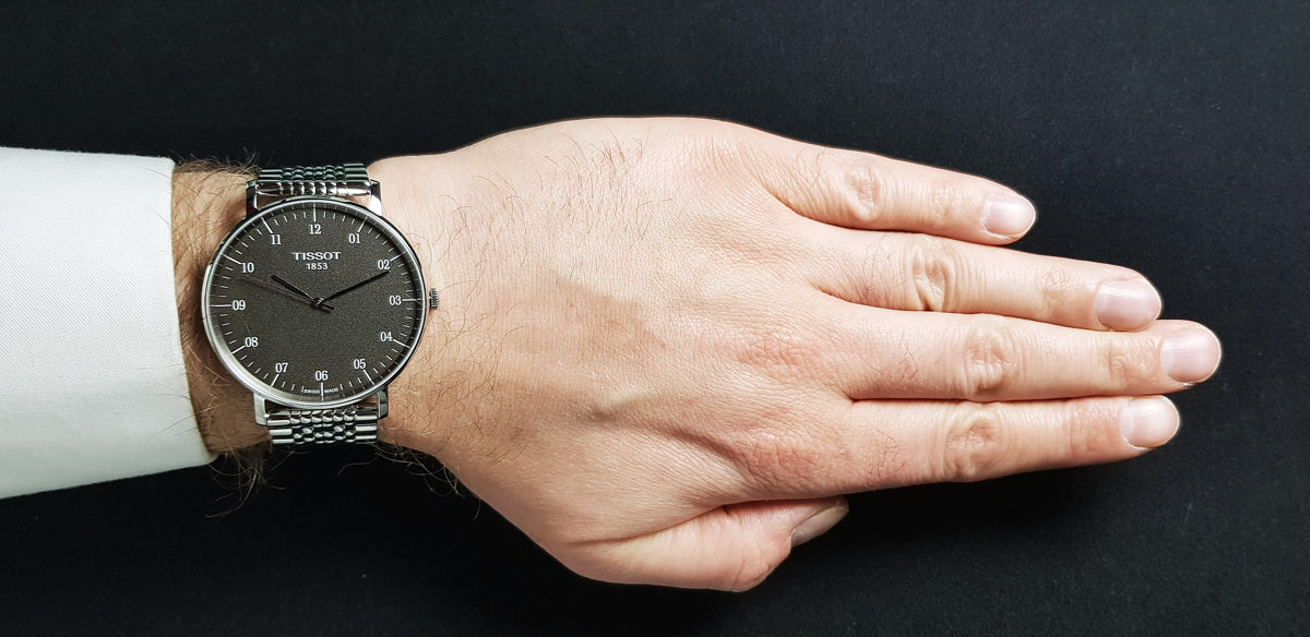  Shop Authentic Tissot Everytime Large Black Dial Silver Mesh Bracelet Watch For Men - T109.610.11.077.00 - Luxxuri