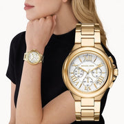  Shop Authentic Michael Kors Camille Chronograph White Dial Gold Steel Strap Watch For Women - MK7270 - Luxxuri