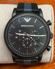  Shop Authentic Emporio Armani Luigi Chronograph Quartz Black Dial Two Tone Nylon Strap Watch For Men - AR1948 - Luxxuri