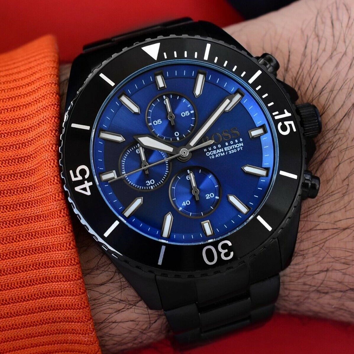  Shop Authentic Hugo Boss Ocean Edition Navy Blue Dial Black Steel Strap Watch for Men - 1513743 - Luxxuri