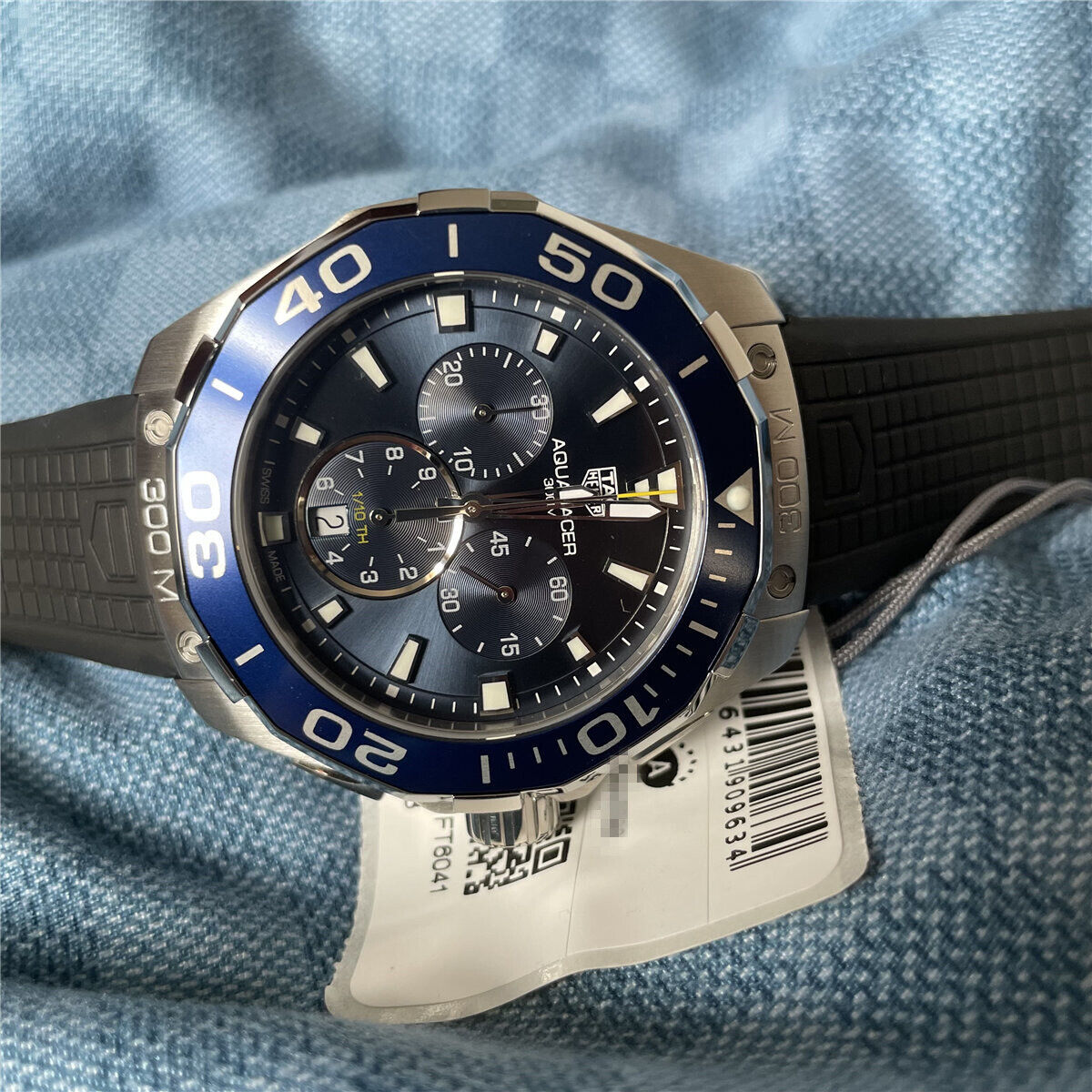  Shop Authentic Tag Heuer Aquaracer Chronograph Blue Dial Black Rubber Strap Watch for Men - CAY111B.FT6041 - Luxxuri