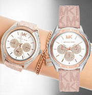  Shop Authentic Michael Kors Multifunction Silver Dial Pink Leather Strap Watch For Women - MK7206 - Luxxuri