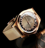  Shop Authentic Marc Jacobs Henry Dinky Skeleton Beige Dial Beige Leather Strap Watch for Women - MBM1245 - Luxxuri