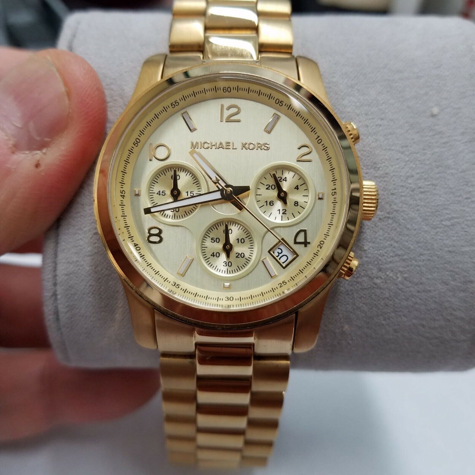  Shop Authentic Michael Kors Runway Gold Dial Gold Stainless Steel Strap Watch for Women - MK5055 - Luxxuri