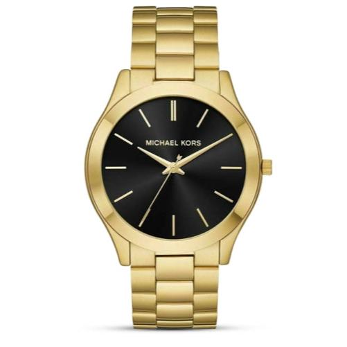  Shop Authentic Michael Kors Slim Runway Quartz Black Dial Gold Steel Strap Watch For Men - MK8621 - Luxxuri