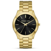  Shop Authentic Michael Kors Slim Runway Quartz Black Dial Gold Steel Strap Watch For Men - MK8621 - Luxxuri