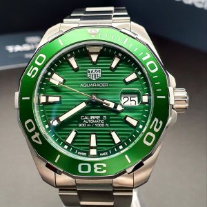  Shop Authentic Tag Heuer Aquaracer Green Dial Watch for Men - WAY201S.BA0927 - Luxxuri