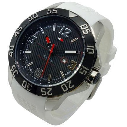  Shop Authentic Tommy Hilfiger Sport Black Dial White Rubber Strap Watch for Men - 1790986 - Luxxuri