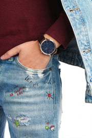  Shop Authentic Tommy Hilfiger Hunter Blue Dial Brown Leather Strap Watch for Men - 1791605 - Luxxuri