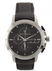  Shop Authentic Maserati Ingegno Chronograph Black Dial Black Leather Strap Watch For Men - R8871619004 - Luxxuri