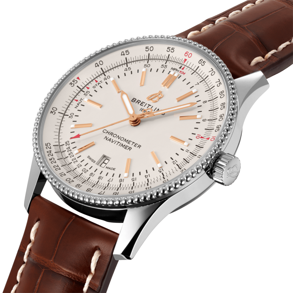  Shop Authentic Breitling Navitimer Automatic 41 White Dial Brown Leather Strap Watch for Men - A17326211G1P2 - Luxxuri