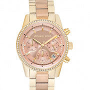  Shop Authentic Michael Kors Ritz Chronograph Rose Dial Two Tone Steel Strap Watch for Women - MK6475 - Luxxuri
