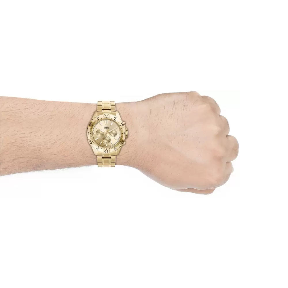  Shop Authentic Fossil Garrett Chronograph Gold Dial Gold Steel Strap Watch for Men - FS5772 - Luxxuri