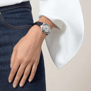  Shop Authentic Cartier Ballon Bleu De Cartier Silver Dial Black Leather Strap Watch for Women - WSBB0030 - Luxxuri