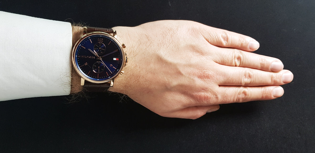  Shop Authentic Tommy Hilfiger Daniel Blue Dial Brown Leather Strap Watch for Men - 1710418 - Luxxuri