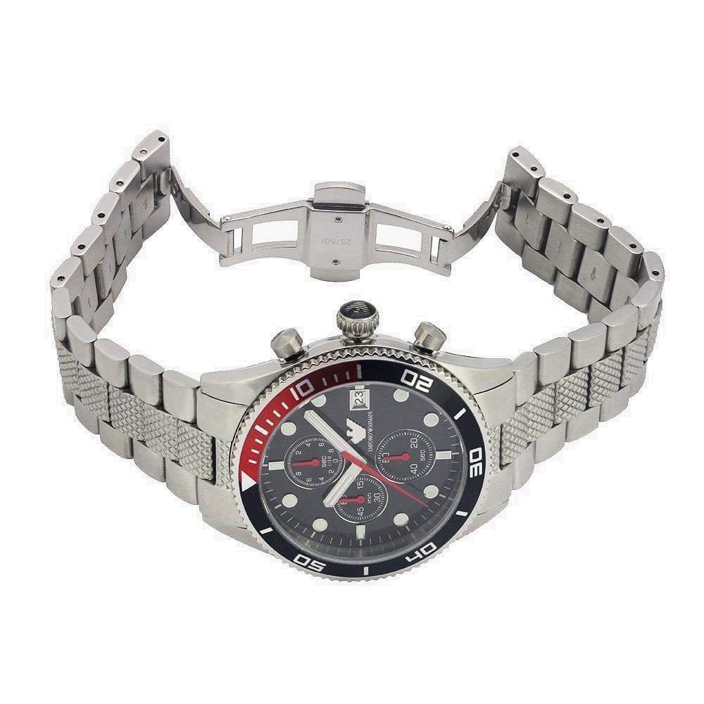  Shop Authentic Emporio Armani Chronograph Black Dial Silver Stainless Steel Watch For Men - AR5855 - Luxxuri
