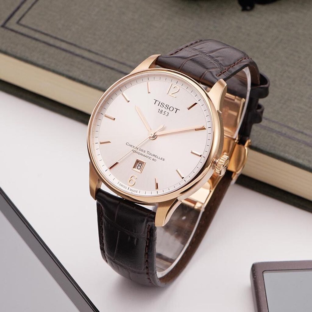  Shop Authentic Tissot Chemin Des Tourelles Powermatic 80 Silver Dial Brown Leather Strap Watch For Men - T099.407.36.037.00 - Luxxuri