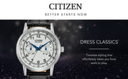  Shop Authentic Citizen Eco Drive Silver Dial Black Leather Strap Watch For Men - AO9000-06B - Luxxuri