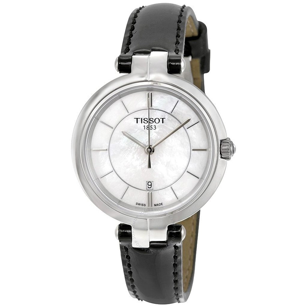  Shop Authentic Tissot T Lady Flamingo Mother of Pearl White Dial Black Leather Strap Watch for Women - T094.210.16.111.00 - Luxxuri