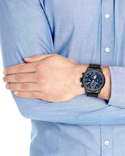  Shop Authentic Tommy Hilfiger Jackson Quartz Blue Dial Black Leather Strap Watch for Men - 1791241 - Luxxuri