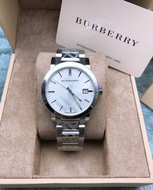 Shop Authentic Burberry The City White Dial Silver Steel Strap Watch for Women - BU9144 - Luxxuri