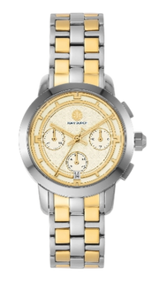 Tory Burch Classic Chronograph White Dial Two Tone Steel Strap Watch for Women - TBW1034