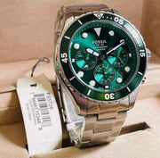  Shop Authentic Fossil FB-03 Chronograph Green Dial Silver Steel Strap Watch for Men - FS5726 - Luxxuri