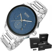  Shop Authentic Hugo Boss Peak Chronograph Blue Dial Silver Steel Strap Watch for Men - 1513763 - Luxxuri