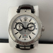  Shop Authentic Versace Aion Chronograph White Dial Brown Leather Strap Watch for Men - VBR010017 - Luxxuri