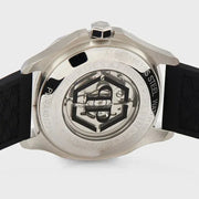 Philipp Plein High-Conic Automatic Silver Dial Black Silicone Strap Watch For Men- PWRAA0123