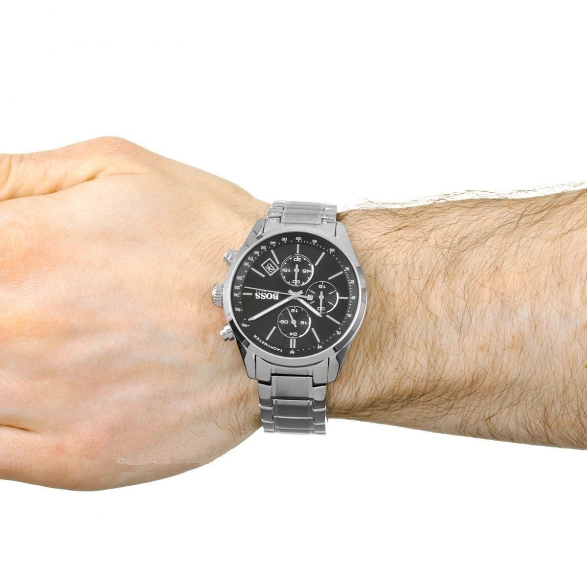  Shop Authentic Hugo Boss Grand Prix Black Dial Silver Steel Strap Watch for Men - 1513477 - Luxxuri