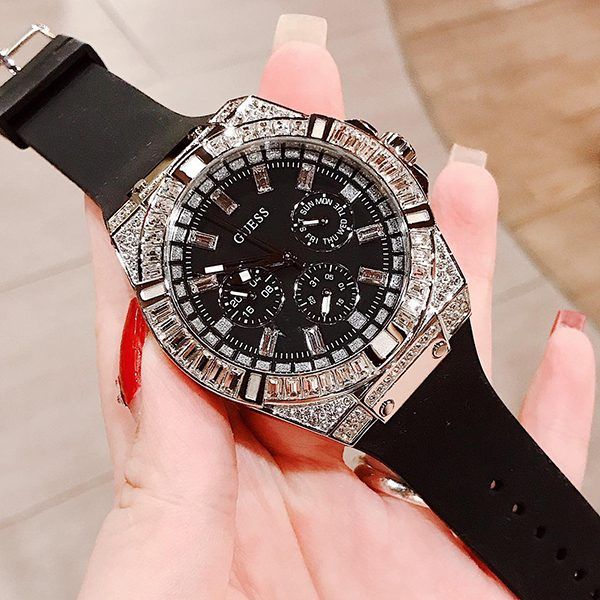  Shop Authentic Guess Baguette Crystals Black Dial Black Silicone Strap Watch For Men - GW0208G1 - Luxxuri