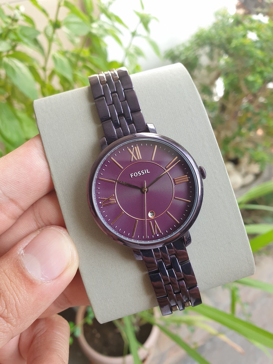  Shop Authentic Fossil Jacqueline Brown Dial Brown Steel Strap Watch for Women - ES4100 - Luxxuri
