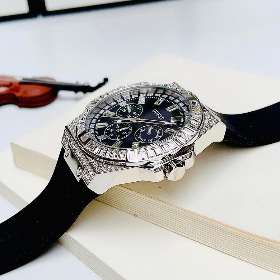 Shop Authentic Guess Baguette Crystals Black Dial Black Silicone Strap Watch For Men - GW0208G1 - Luxxuri