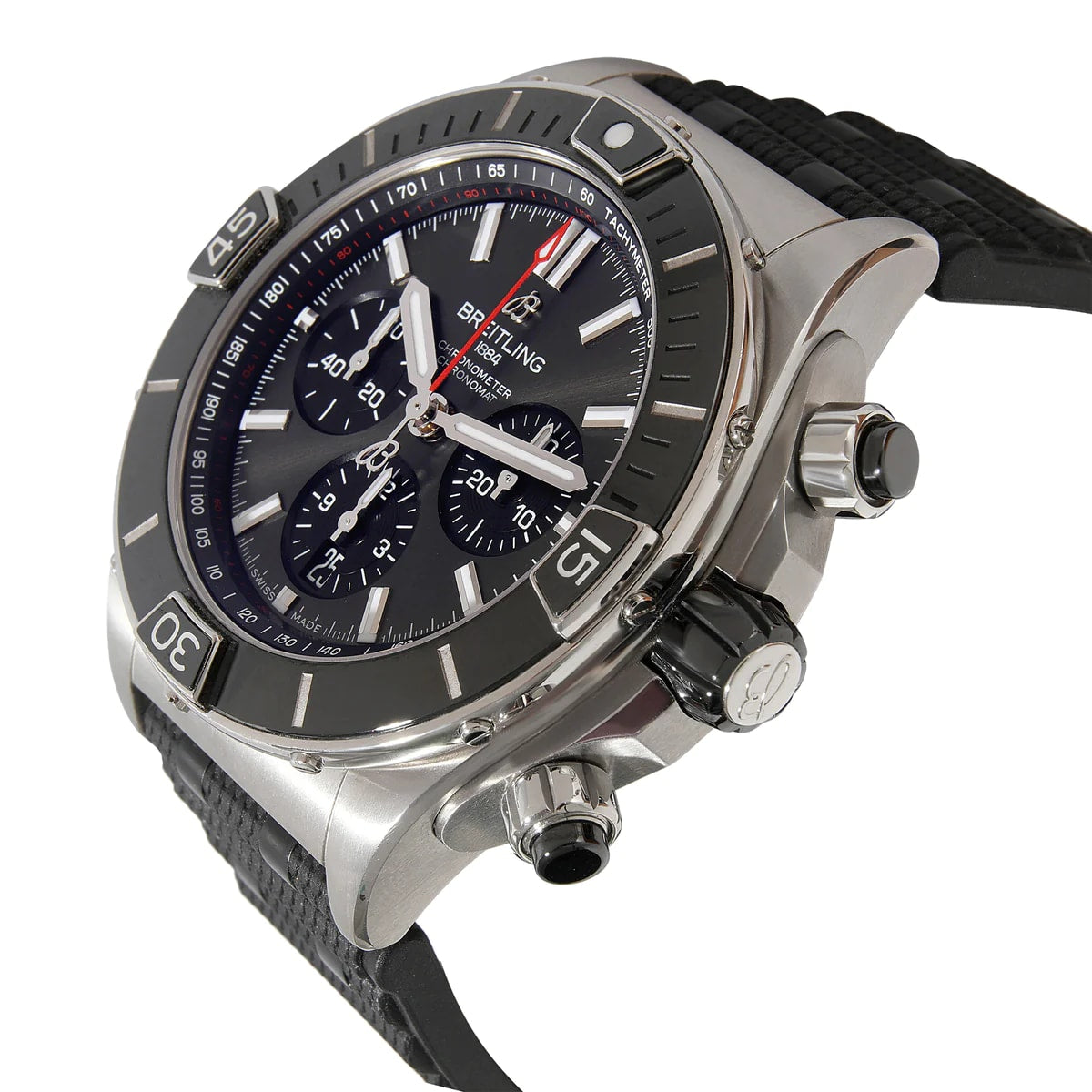  Shop Authentic Breitling Super Chronomat B01 44 Black Dial Black Rubber Strap Watch for Men - AB0136251B2S1 - Luxxuri