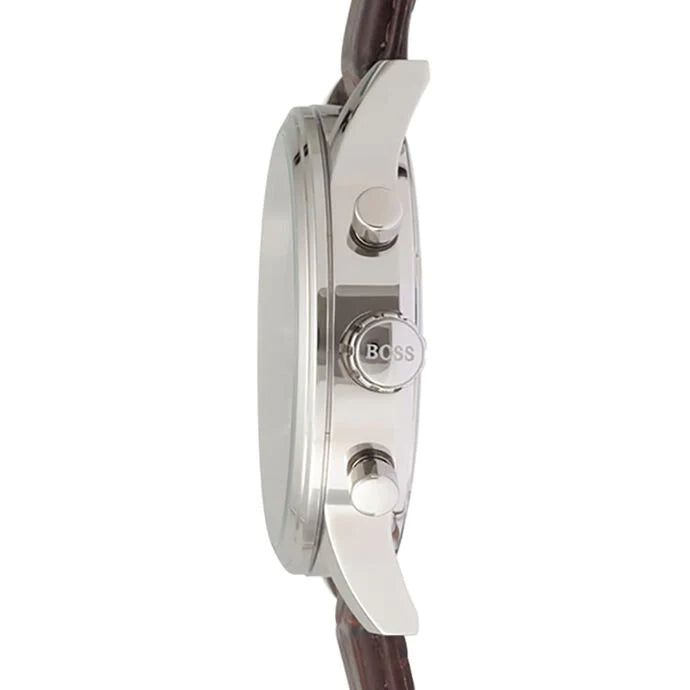  Shop Authentic Hugo Boss Aeroliner Chronograph Quartz Grey Dial Brown Leather Strap Watch For Men - HB1512570 - Luxxuri