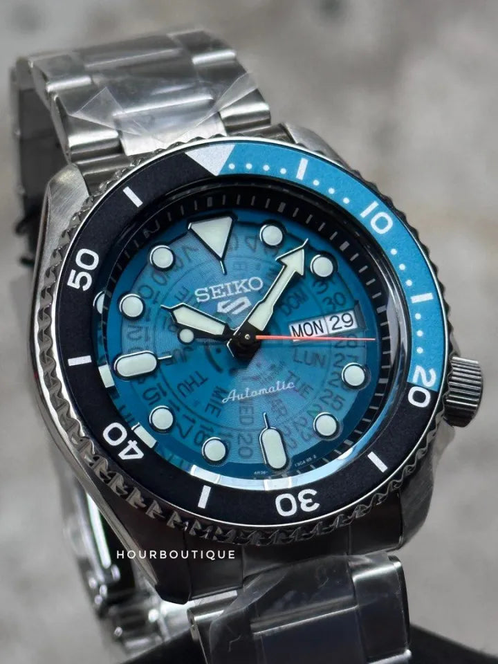  Shop Authentic Seiko 5 Sports SKX Skeleton Green Dial Silver Steel Strap Watch For Men - SRPJ45K1 - Luxxuri