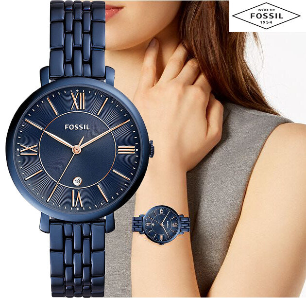  Shop Authentic Fossil Jacqueline Blue Dial Blue Steel Strap Watch for Women - ES4094 - Luxxuri